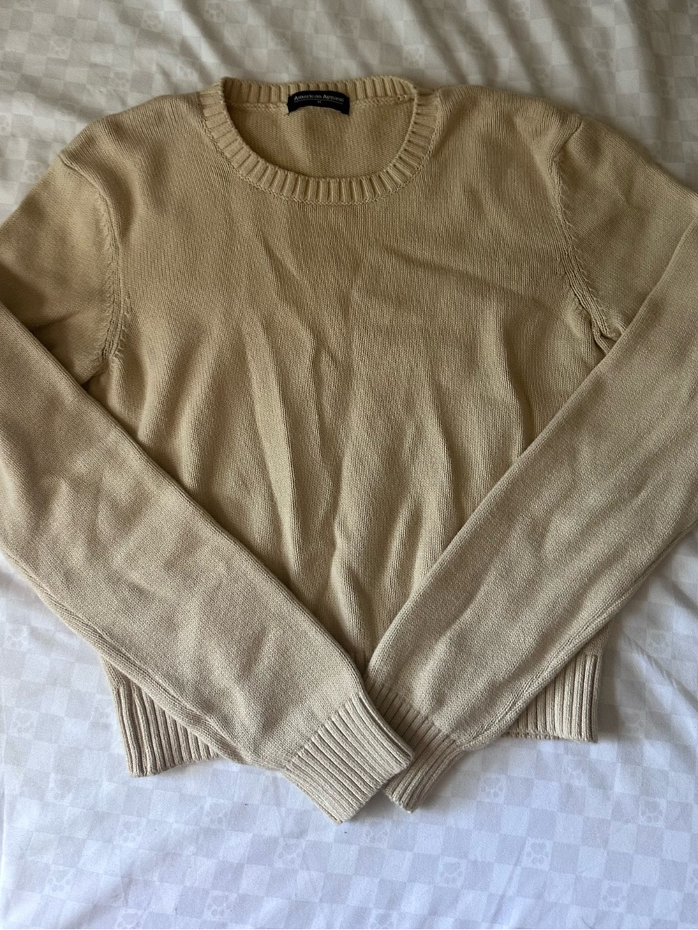 Vintage American Apparel Beige Crewneck Sweater - Size M